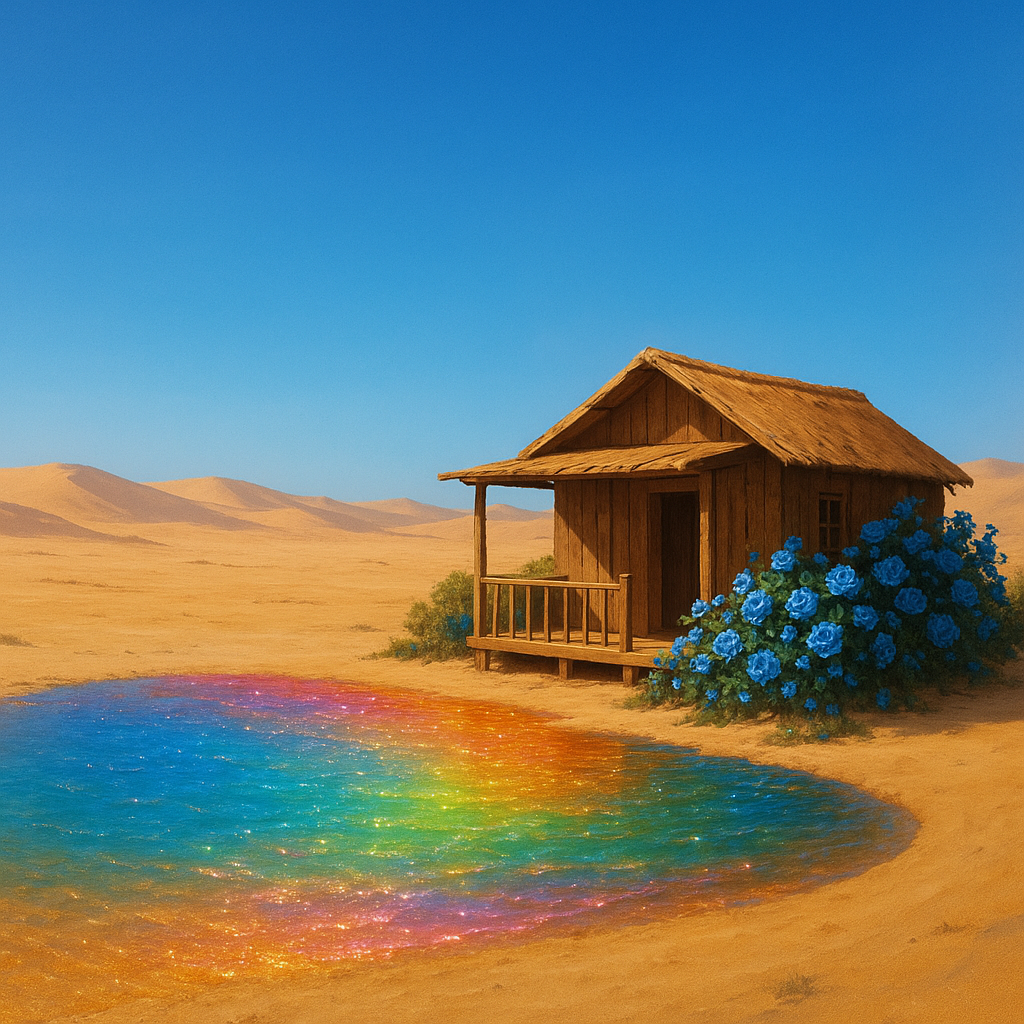 The Desert, The Rainbow Water & The Blue Roses